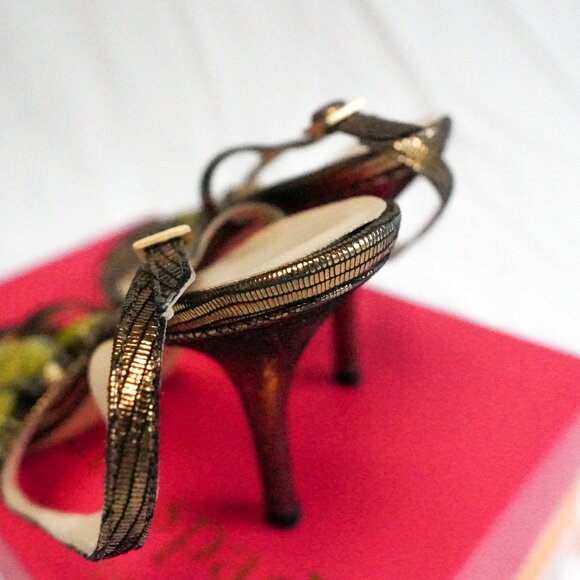 KATE SPADE SANDAL Bronze & Green Heel Size 9 - Picture 8 of 10